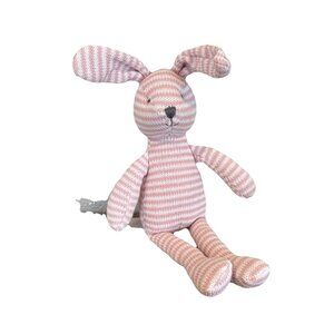 MON AMI Pink White Knit Striped Plush Bunny Rabbit Stuffed Animal For All Ages